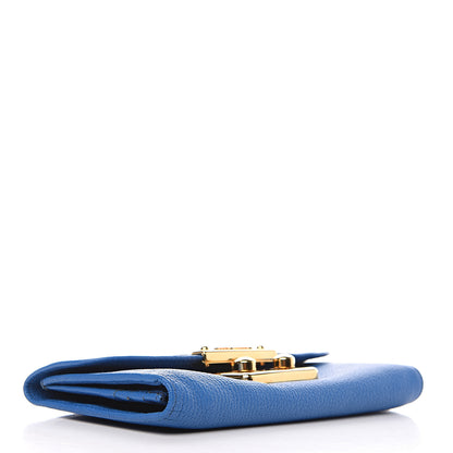 Miu Miu Goatskin Madras Flap Wallet Cobalto 3 of 10