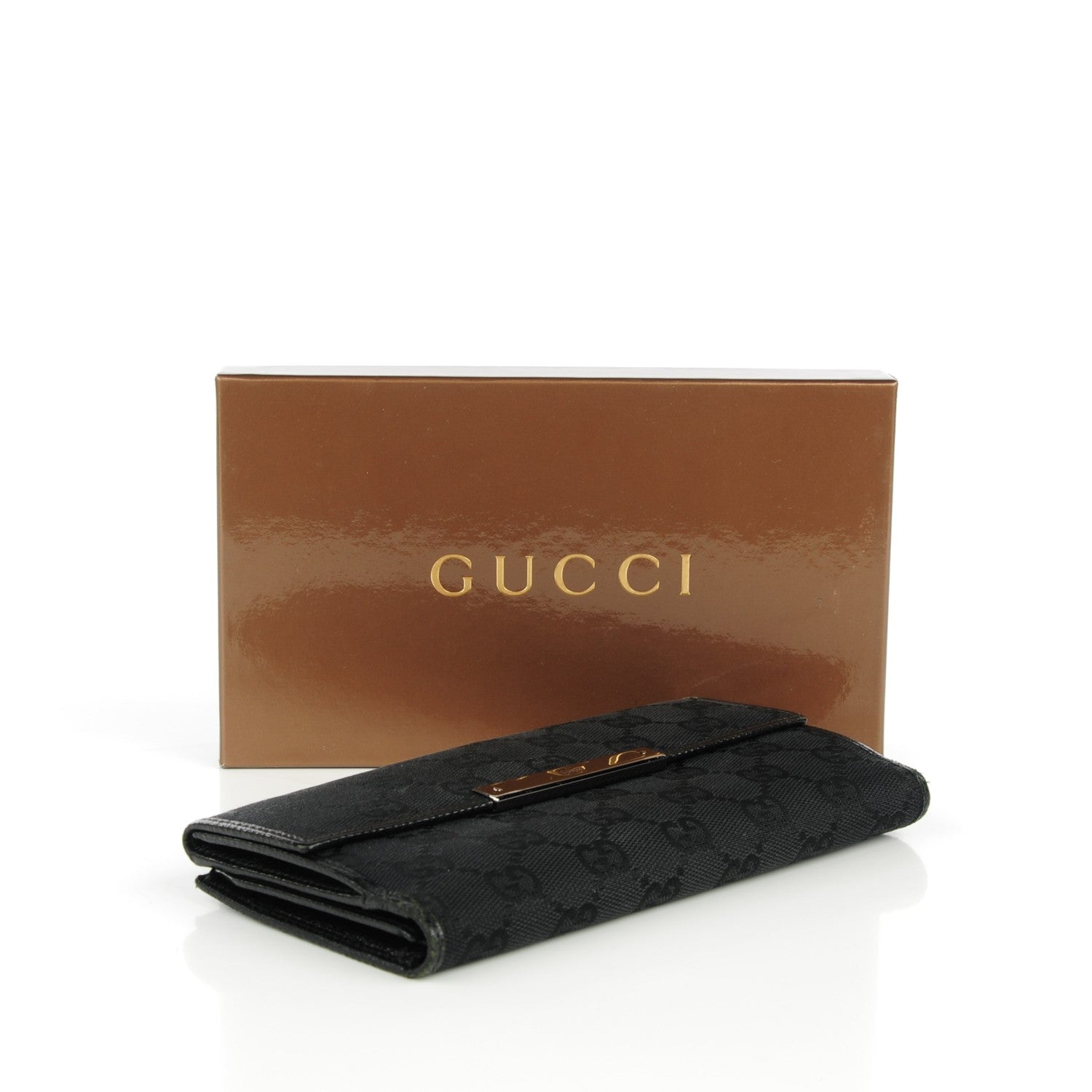 Gucci Monogram Metal Bar Continental Wallet Black 4 of 8