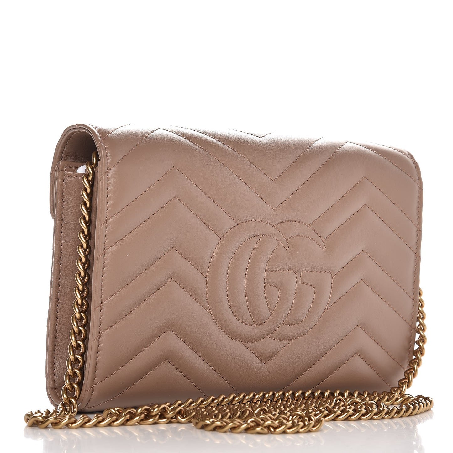 Calfskin Matelasse GG Marmont Chain Wallet Porcelain Rose