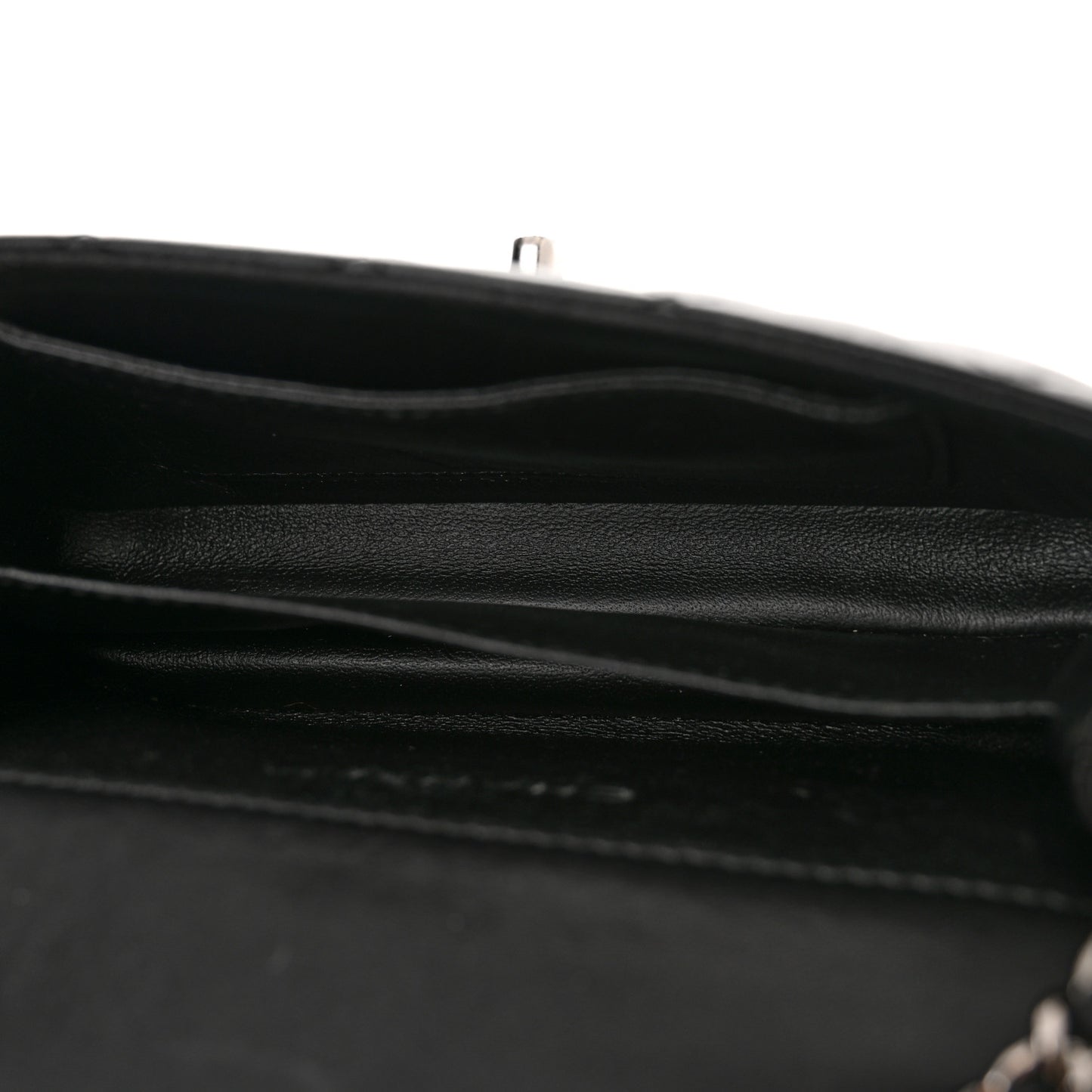 Lambskin Quilted Extra Mini Rectangular Flap Black