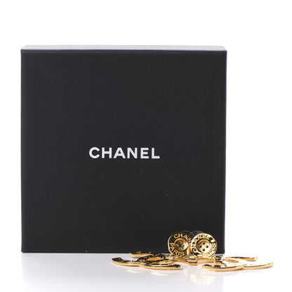Chanel Metal Large Paris Button Earrings Gold 5 of 5
