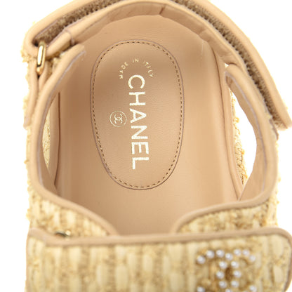 Chanel Braided Fabric Velcro Dad Sandals 39 Beige 8 of 11