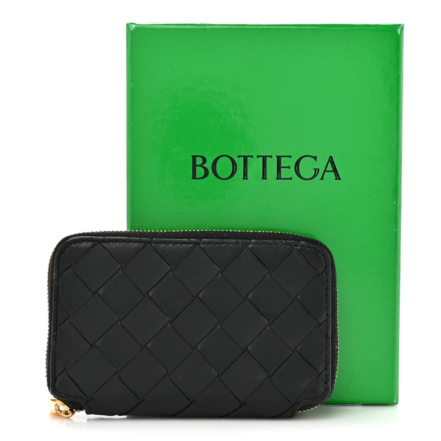 Bottega Veneta Nappa Intrecciato Zip Key Pouch Black 1842172