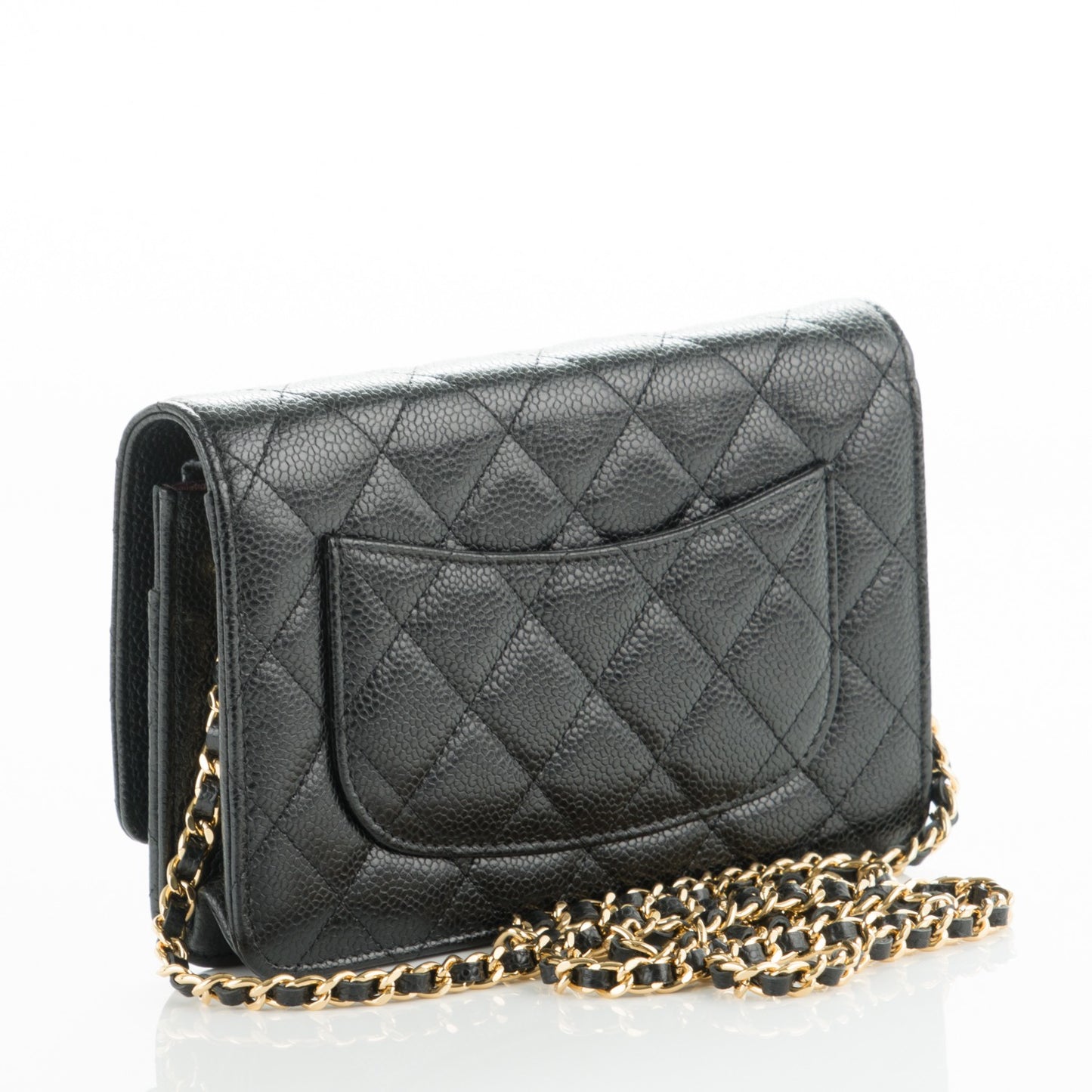 Caviar Quilted Wallet On Chain WOC Black