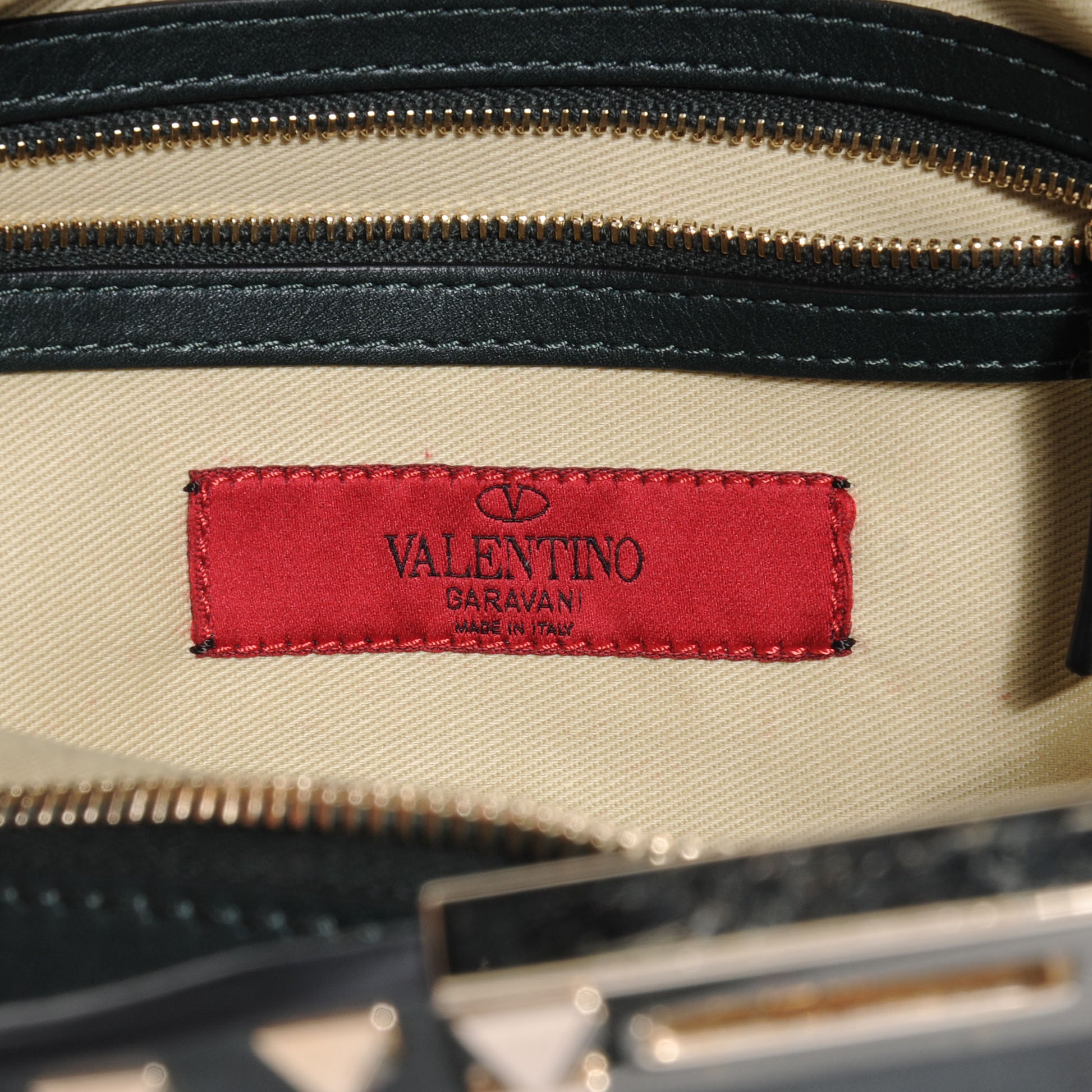 Valentino Garavani Leather Rockstud Dome Satchel Navy 6 of 9