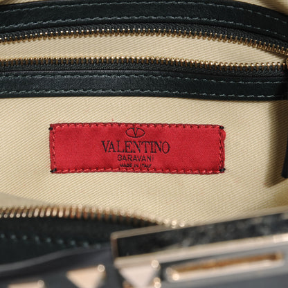 Valentino Garavani Leather Rockstud Dome Satchel Navy 6 of 9