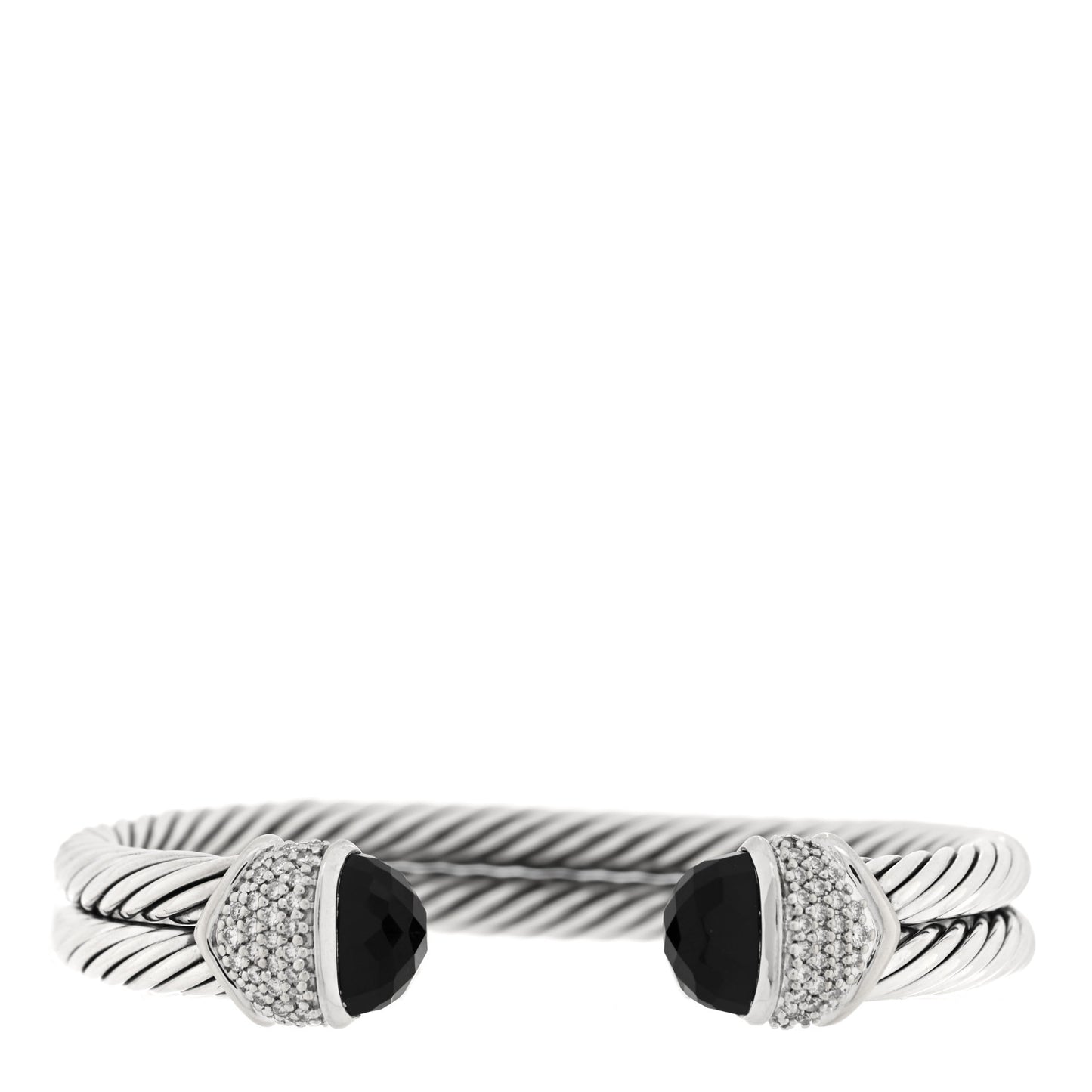 Sterling Silver 18K White Gold Diamond Black Onyx Bracelet