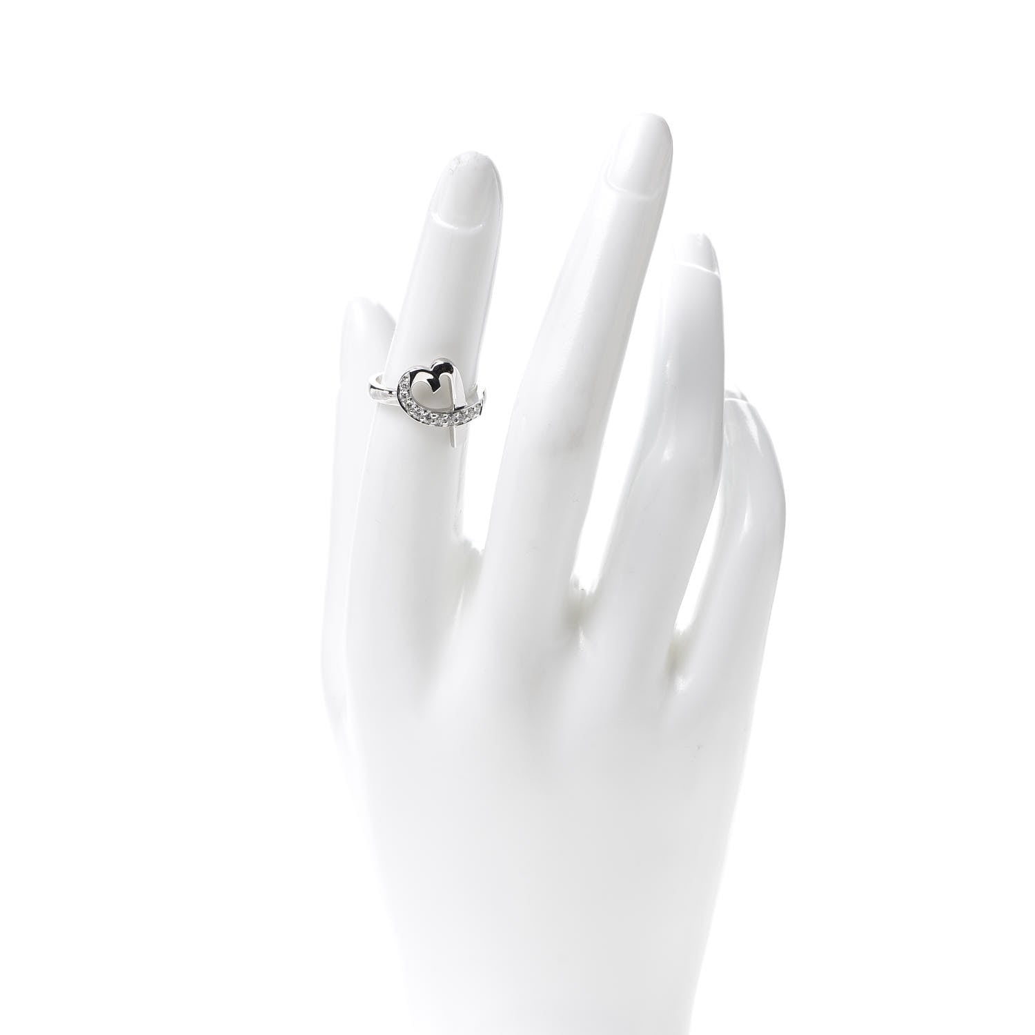 Tiffany 18K White Gold Diamond Paloma Picasso Loving Heart Ring 50 5.5 2 of 6