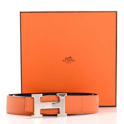 Hermes Box Togo 32mm H Belt 90 36 Black Orange 11 of 11
