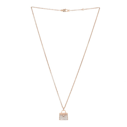 Hermes 18K Rose Gold Diamond Kelly Amulettes Pendant Necklace 2 of 6