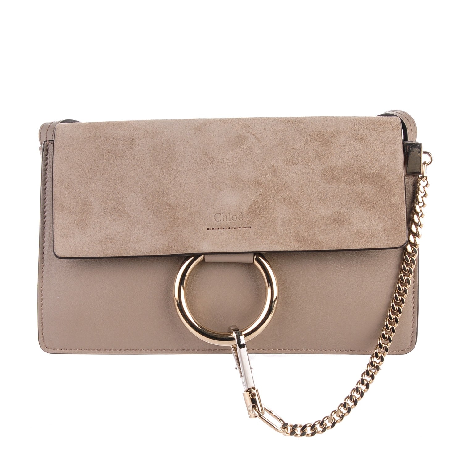 Chloe Suede Calfskin Small Faye Shoulder Bag Motty Grey 1 of 7