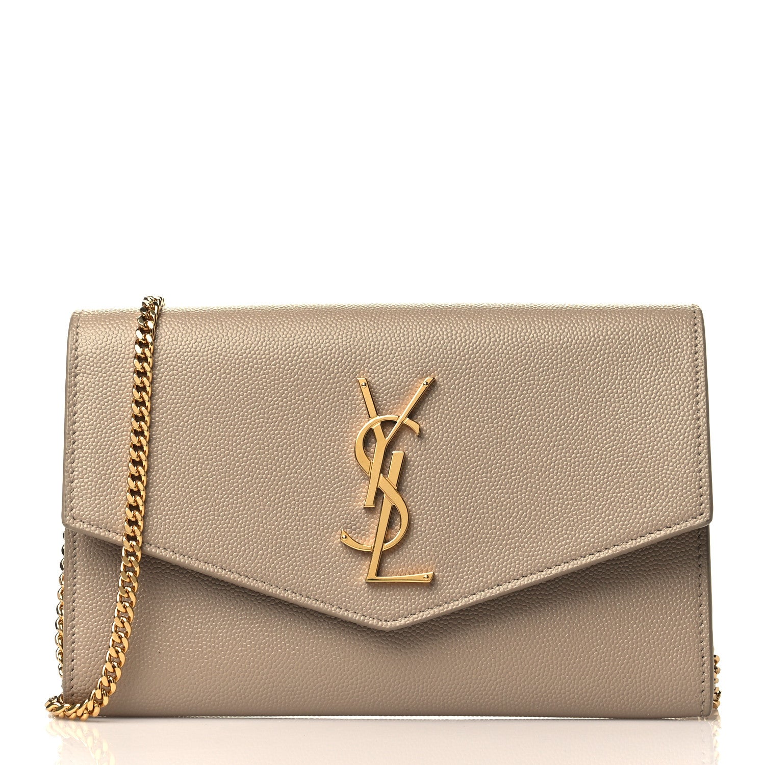 Saint Laurent Grain De Poudre Monogram Uptown Chain Wallet Dark Beige 3 of 8