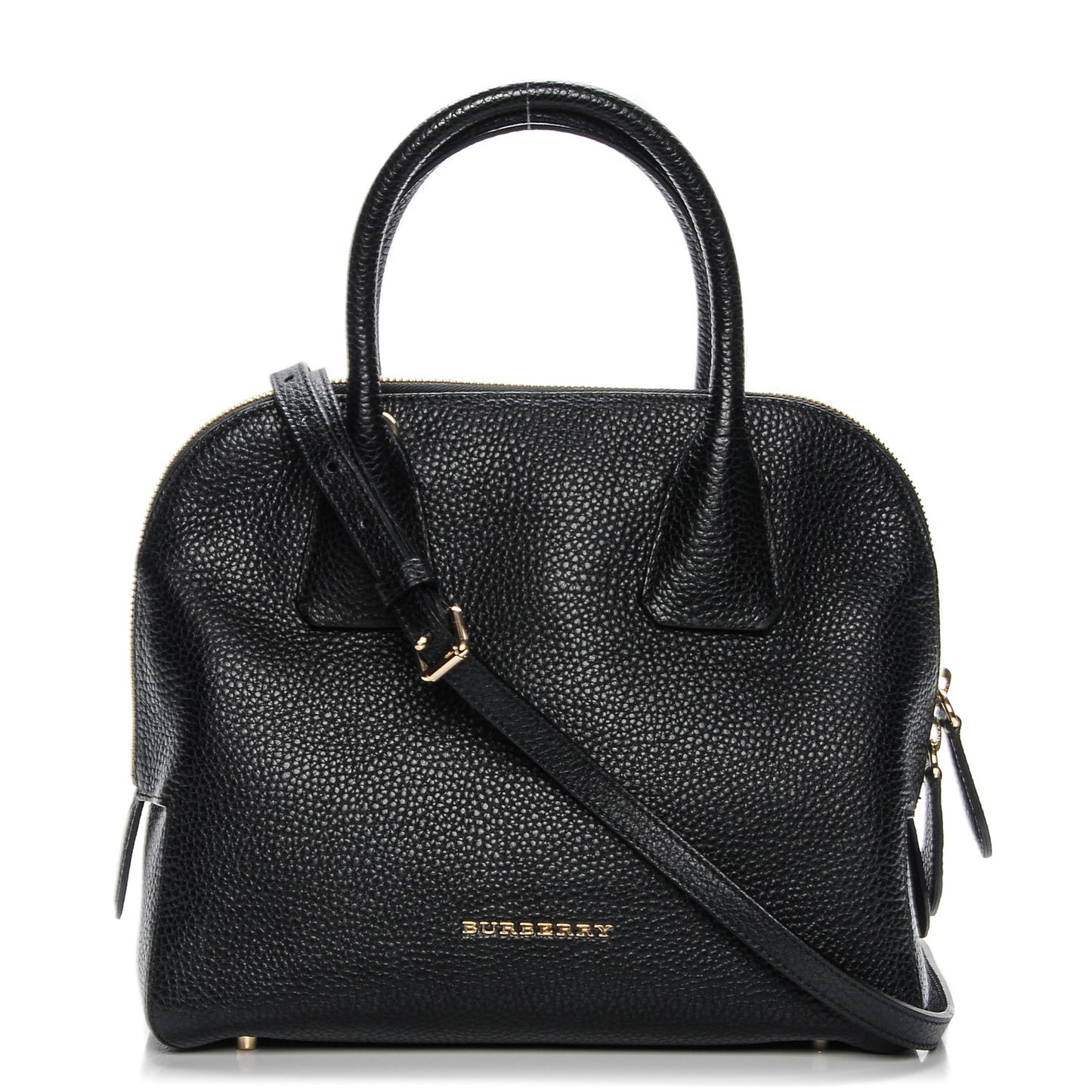 London Grainy Calfskin Small Greenwood Bowling Bag Black