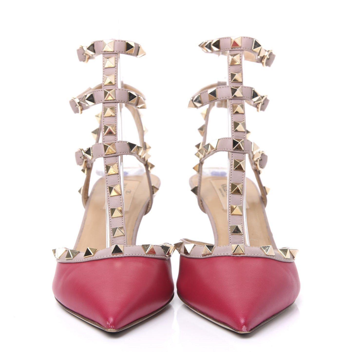 Nappa Rockstud Ankle Strap 65mm Pumps 38 Rubino Poudre