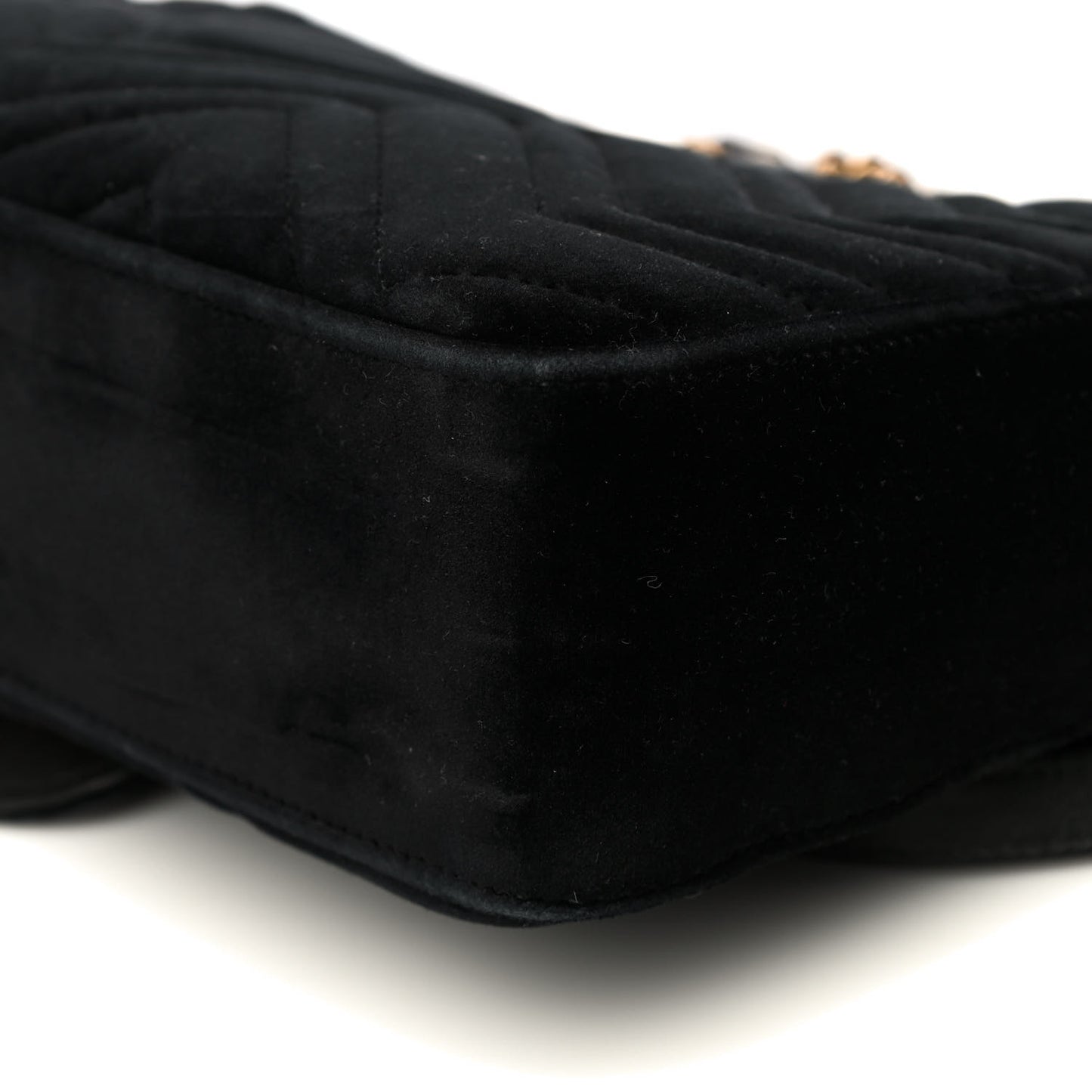 Velvet Matelasse Medium GG Marmont Shoulder Bag Black
