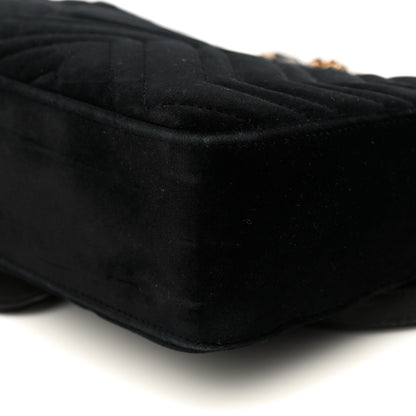 Gucci Velvet Matelasse Medium GG Marmont Shoulder Bag Black 11 of 14