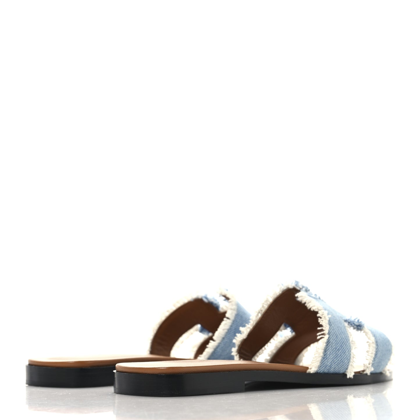 Denim Oran Fringe Sandals 36.5 Bleu Clair