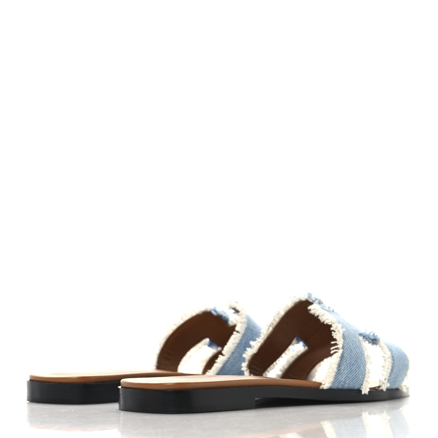 Hermes Denim Oran Fringe Sandals 36.5 Bleu Clair 5 of 9