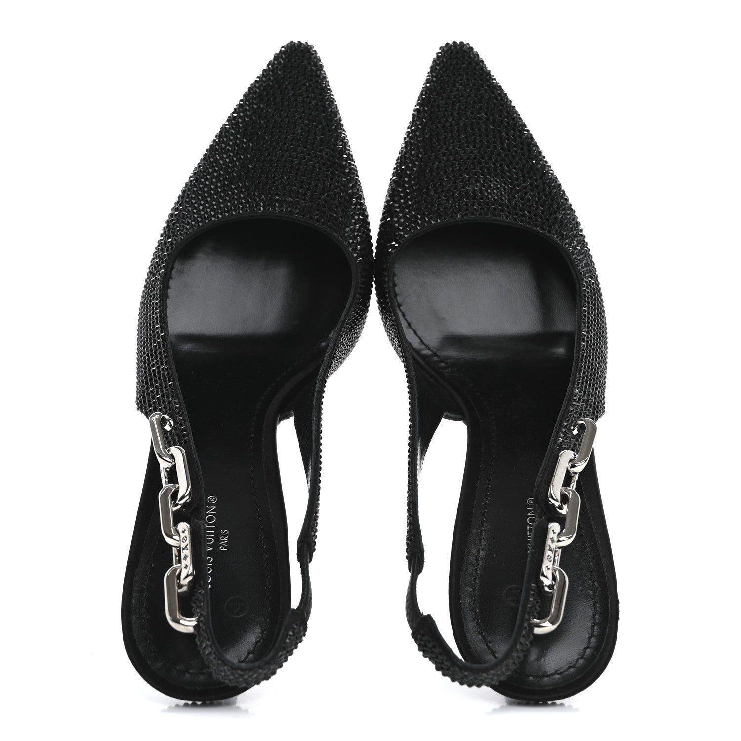 Louis Vuitton Crystal Sparkle Slingback Pumps 40 Black 2 of 14