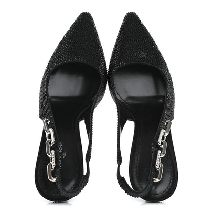 Louis Vuitton Crystal Sparkle Slingback Pumps 40 Black 2 of 14