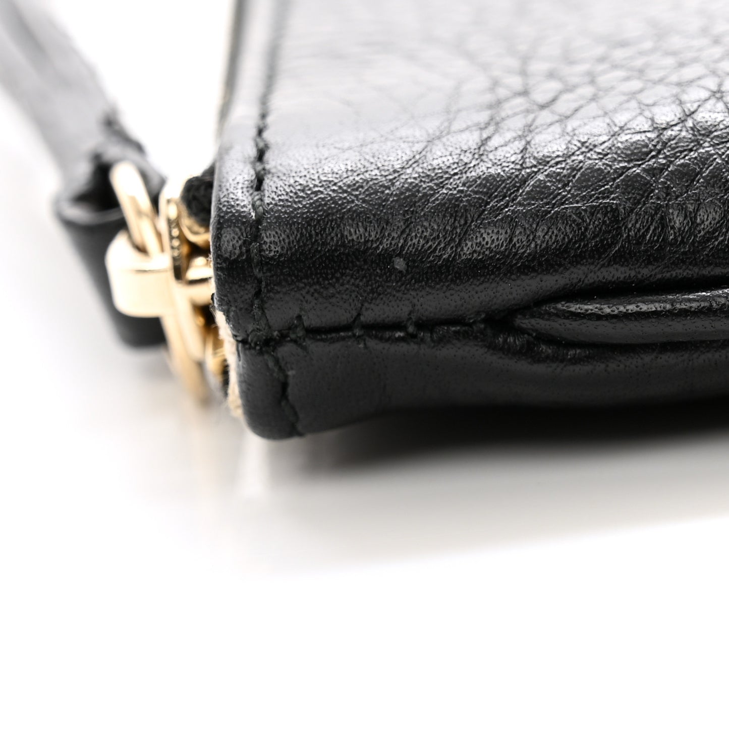 Pebbled Calfskin Soho Wristlet Black