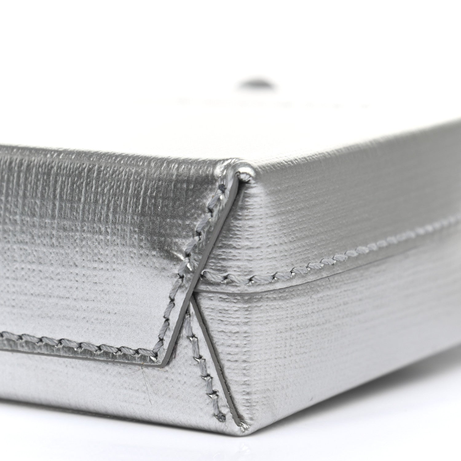 Balenciaga Metallic Textured Calfskin Logo Shopping Phone Holder Bag Silver 10 of 11