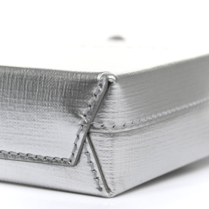 Balenciaga Metallic Textured Calfskin Logo Shopping Phone Holder Bag Silver 10 of 11