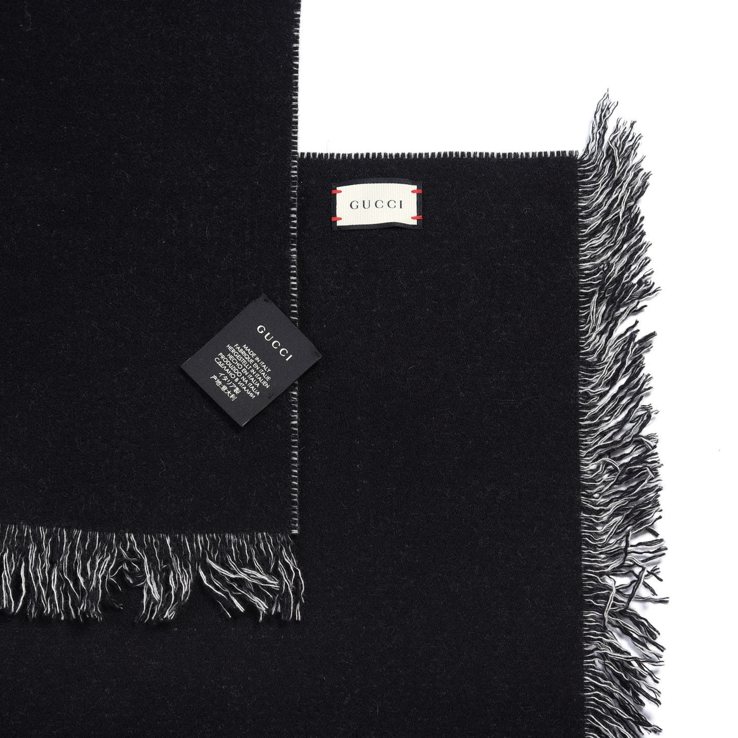 Wool Cashmere Logo Scarf Black