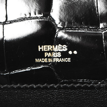 Hermes Shiny Niloticus Crocodile Kelly Cut Pochette Black 6 of 24