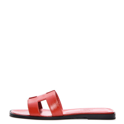 Hermes Patent Epsom Oran Sandals 37.5 Jasper Rouge 1 of 8