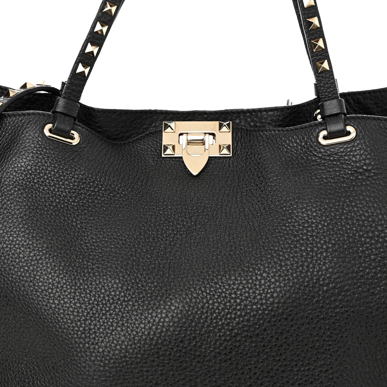 Valentino Garavani Alce Printed Calfskin Medium Rockstud Tote Black 7 of 11