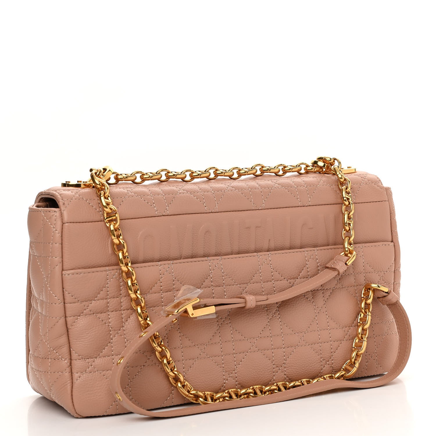 Christian Dior Grained Calfskin Cannage Large Caro Bag Rose De Vents 3 of 10