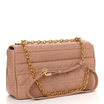 Christian Dior Grained Calfskin Cannage Large Caro Bag Rose De Vents 3 of 10