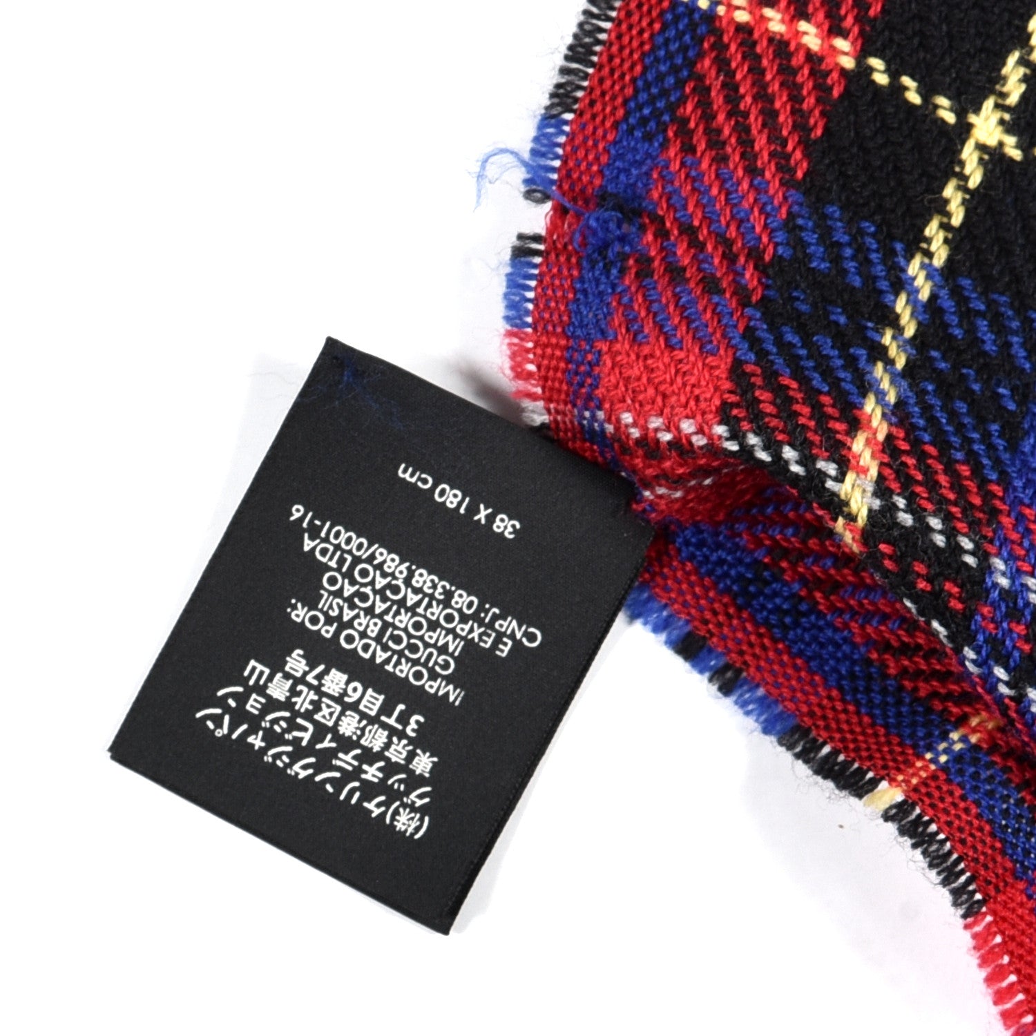 Gucci Wool Plaid L'Aveugle Par Amour Scarf Red 5 of 5