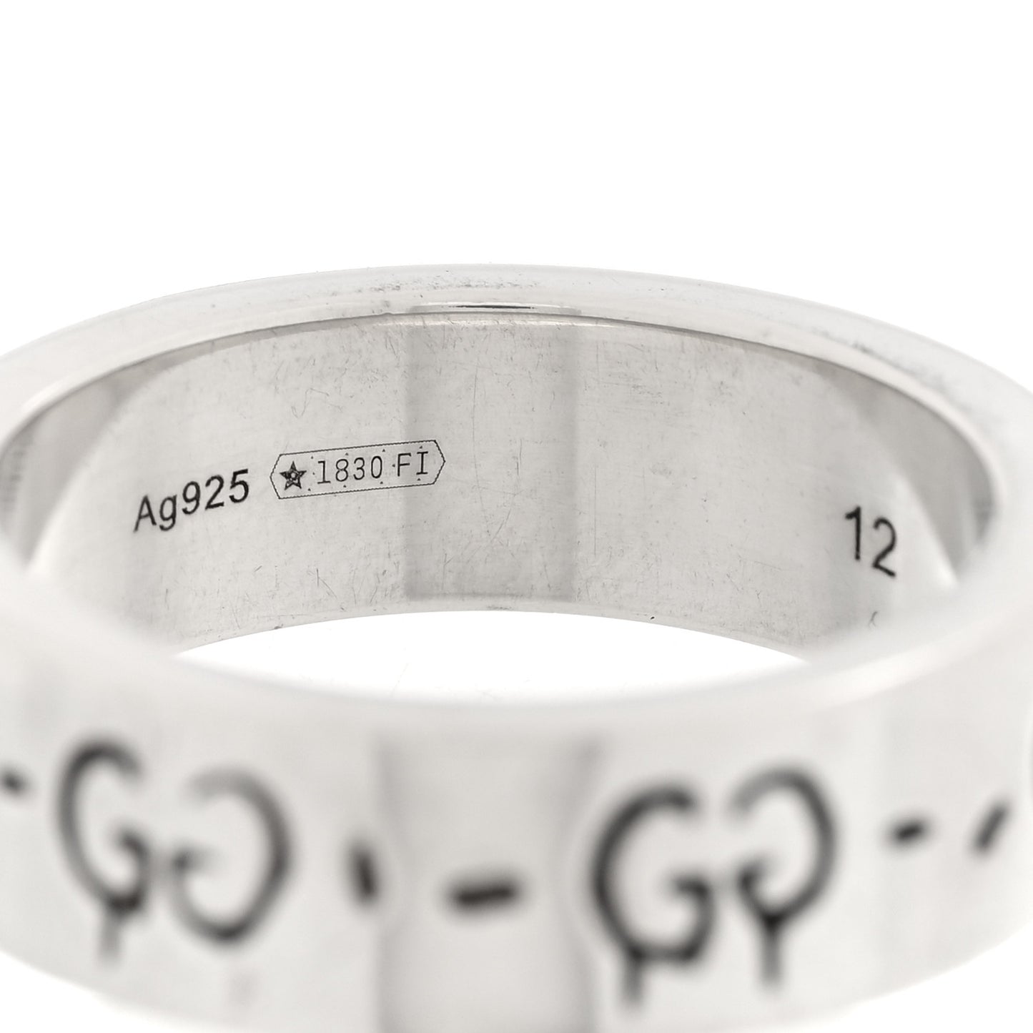 Sterling Silver Narrow GucciGhost Hamlet Skull Ring 51 5.75