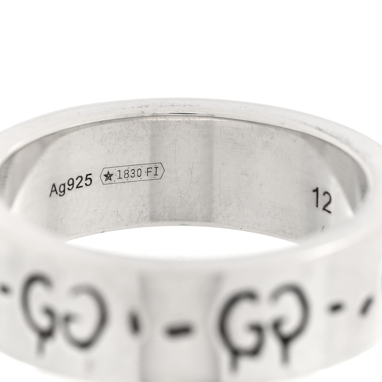 Gucci Sterling Silver Narrow GucciGhost Hamlet Skull Ring 51 5.75 5 of 5