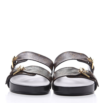 Louis Vuitton Monogram Bom Dia Mule Sandals 38 Black 2 of 8
