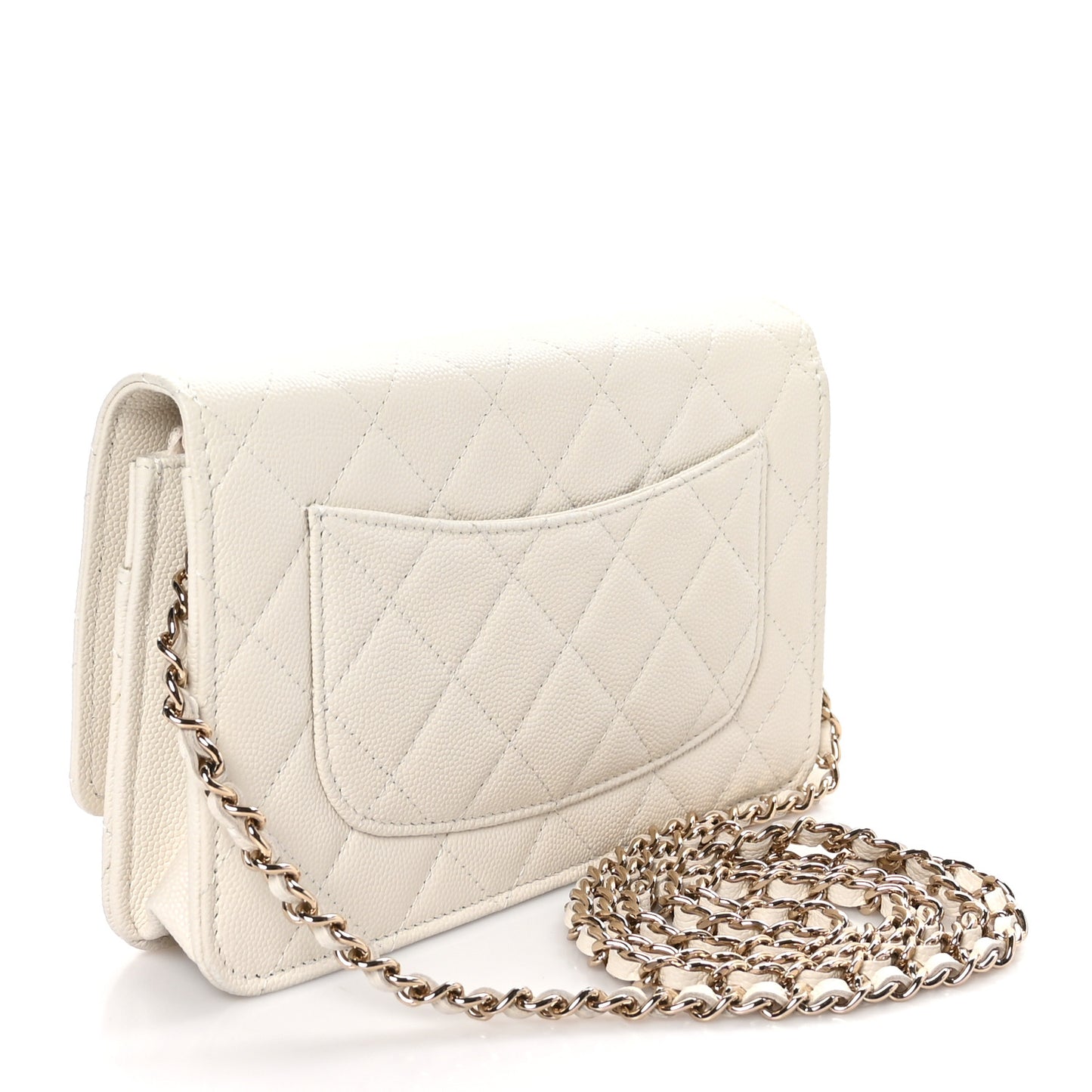 Caviar Quilted Wallet On Chain WOC White