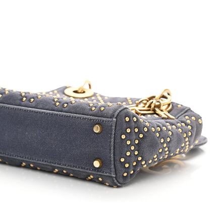 Christian Dior Denim Cannage Studded Mini Lady Dior Navy 10 of 10