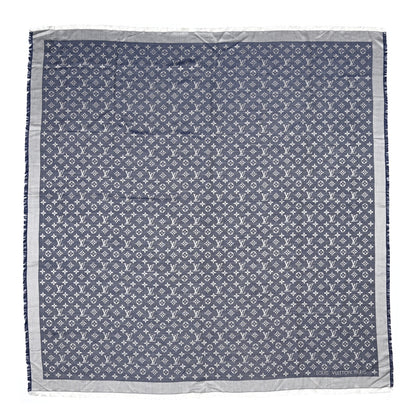 Louis Vuitton Silk Wool Monogram Denim Shawl Blue Clair 1 of 6