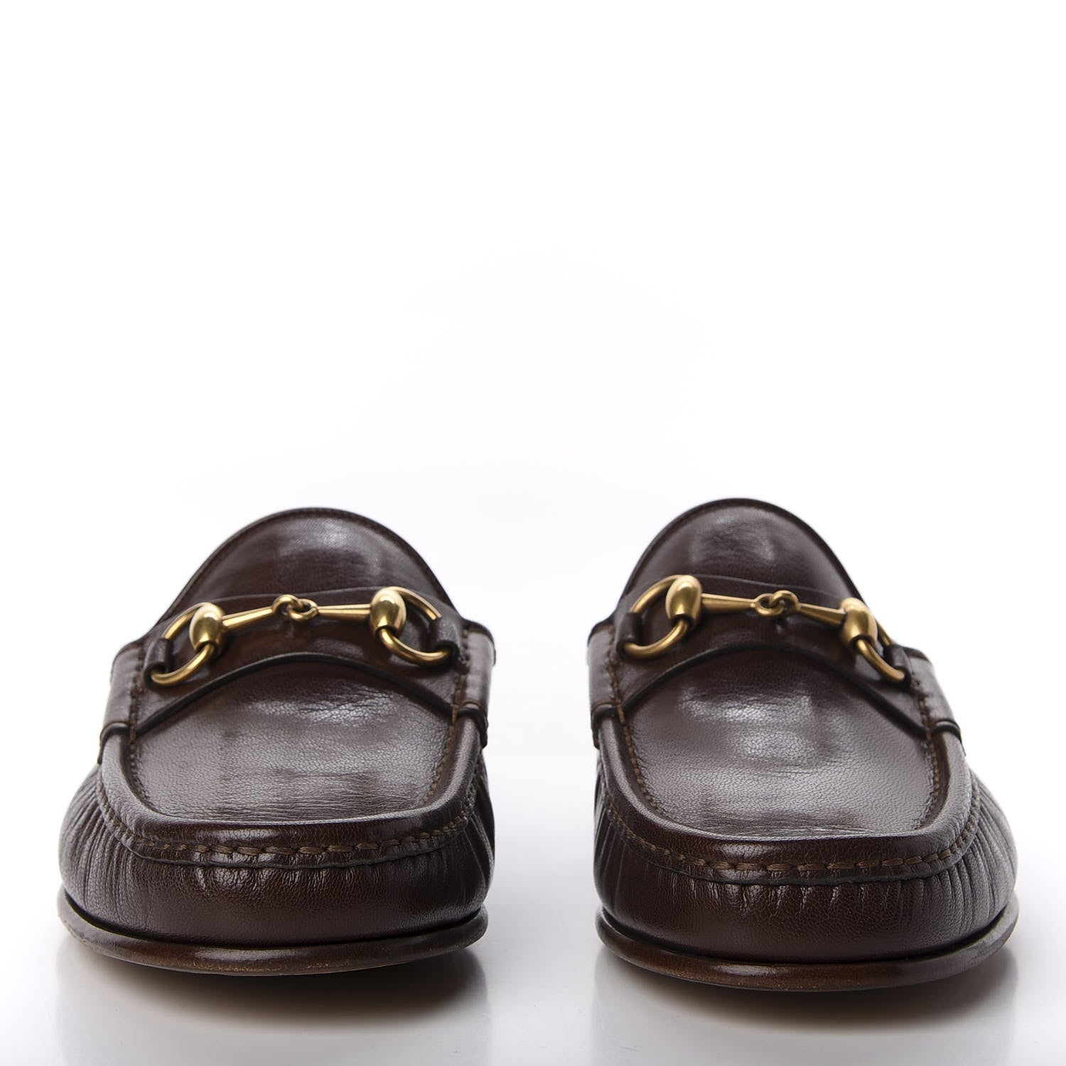 Gucci Goatskin Mens Horsebit Slippers 6 Light Brown 2 of 10