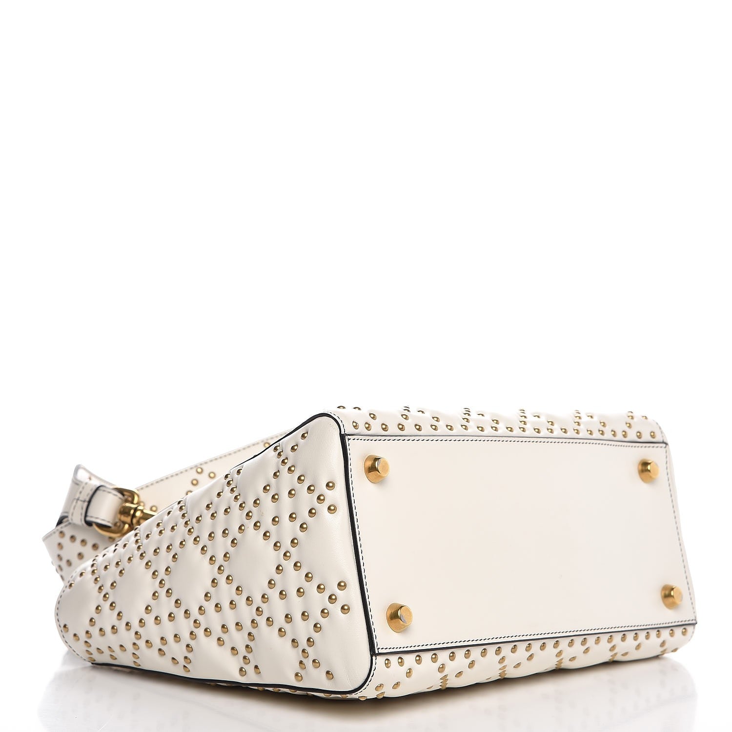 Christian Dior Calfskin Cannage Studded Medium Supple Lady Dior White 4 of 7