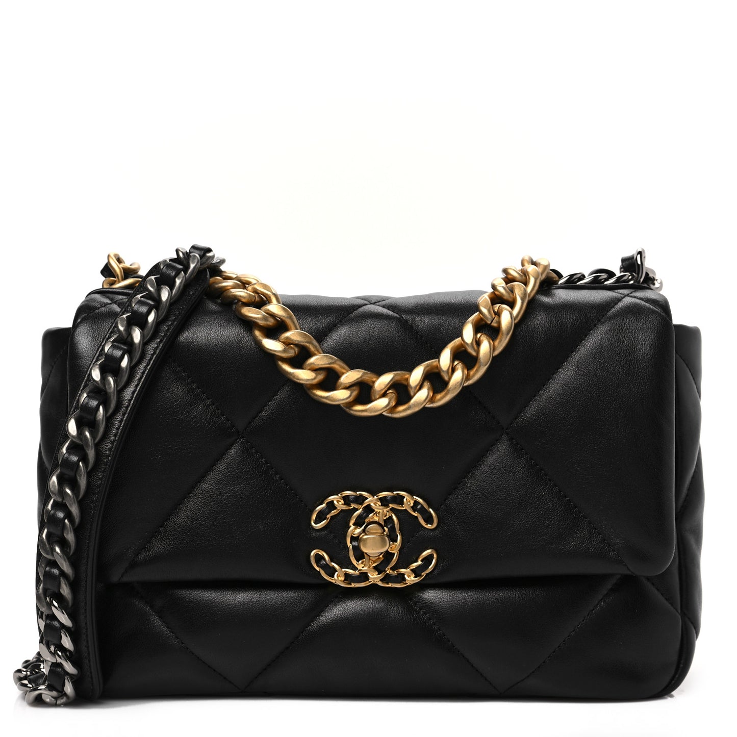 Lambskin Quilted Medium Chanel 19 Flap Black
