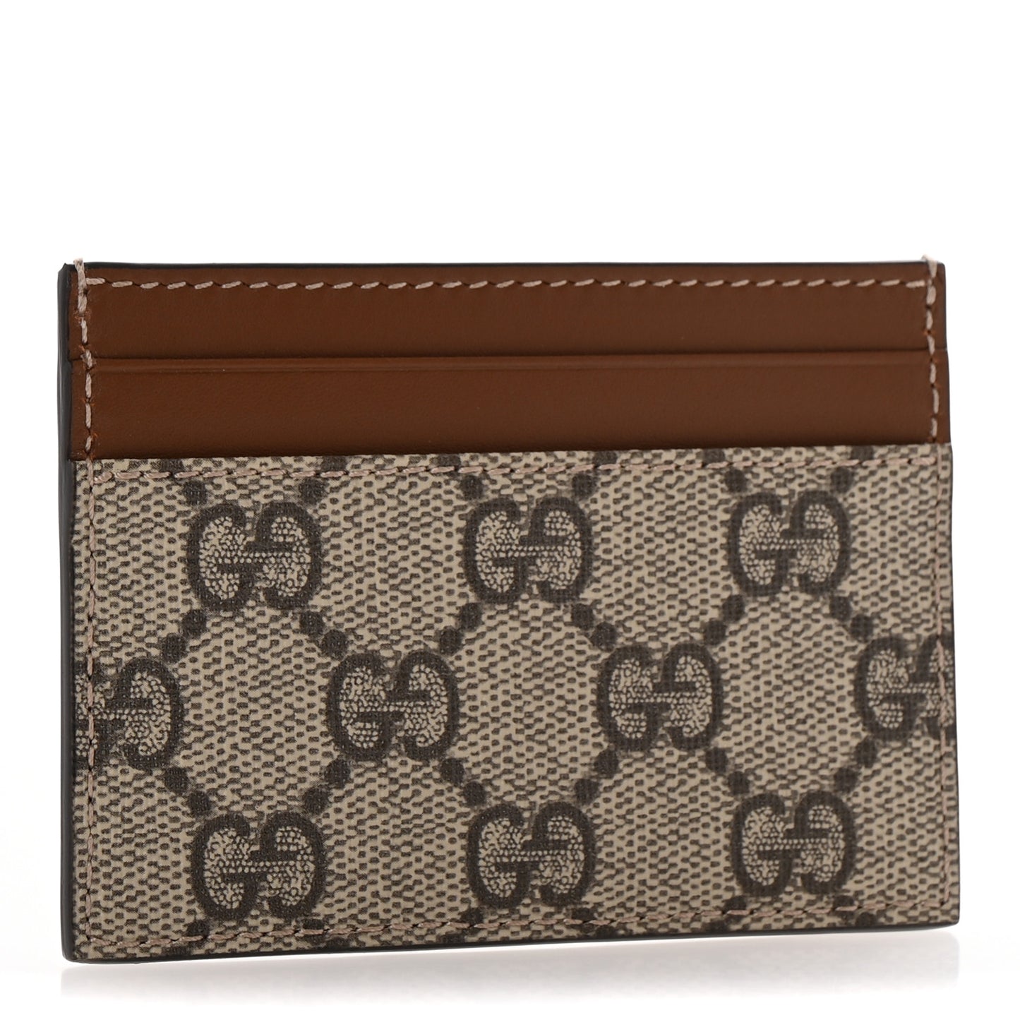 GG Supreme Monogram Calfskin Card Holder Beige Ebony Cuir