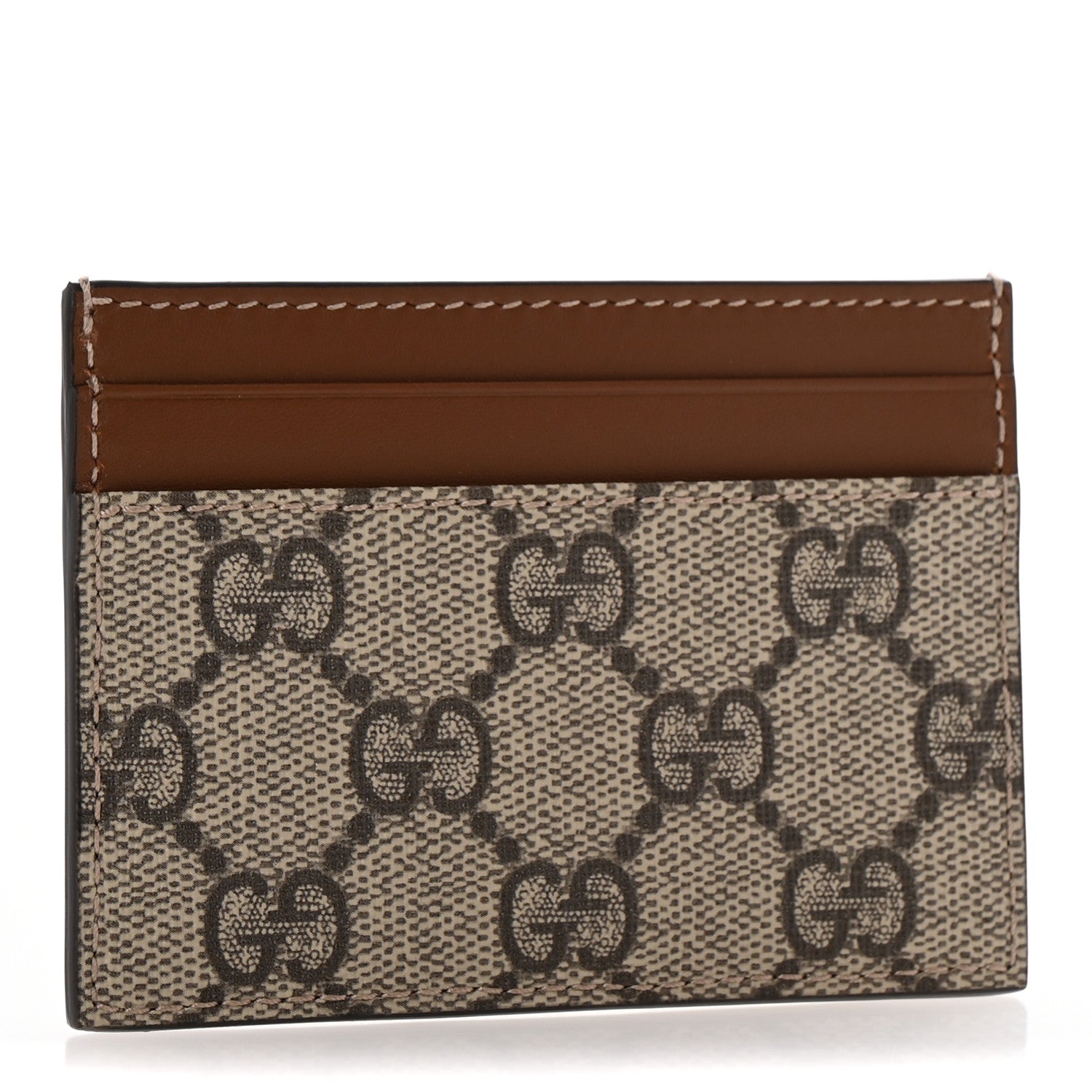 Gucci GG Supreme Monogram Calfskin Card Holder Beige Ebony Cuir 3 of 6