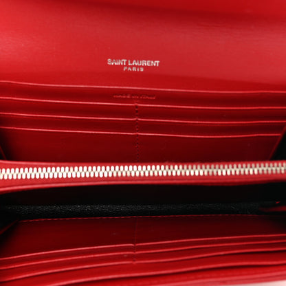 Saint Laurent Lambskin Y Quilted Monogram Large Loulou Flap Wallet Rouge Eros 5 of 9