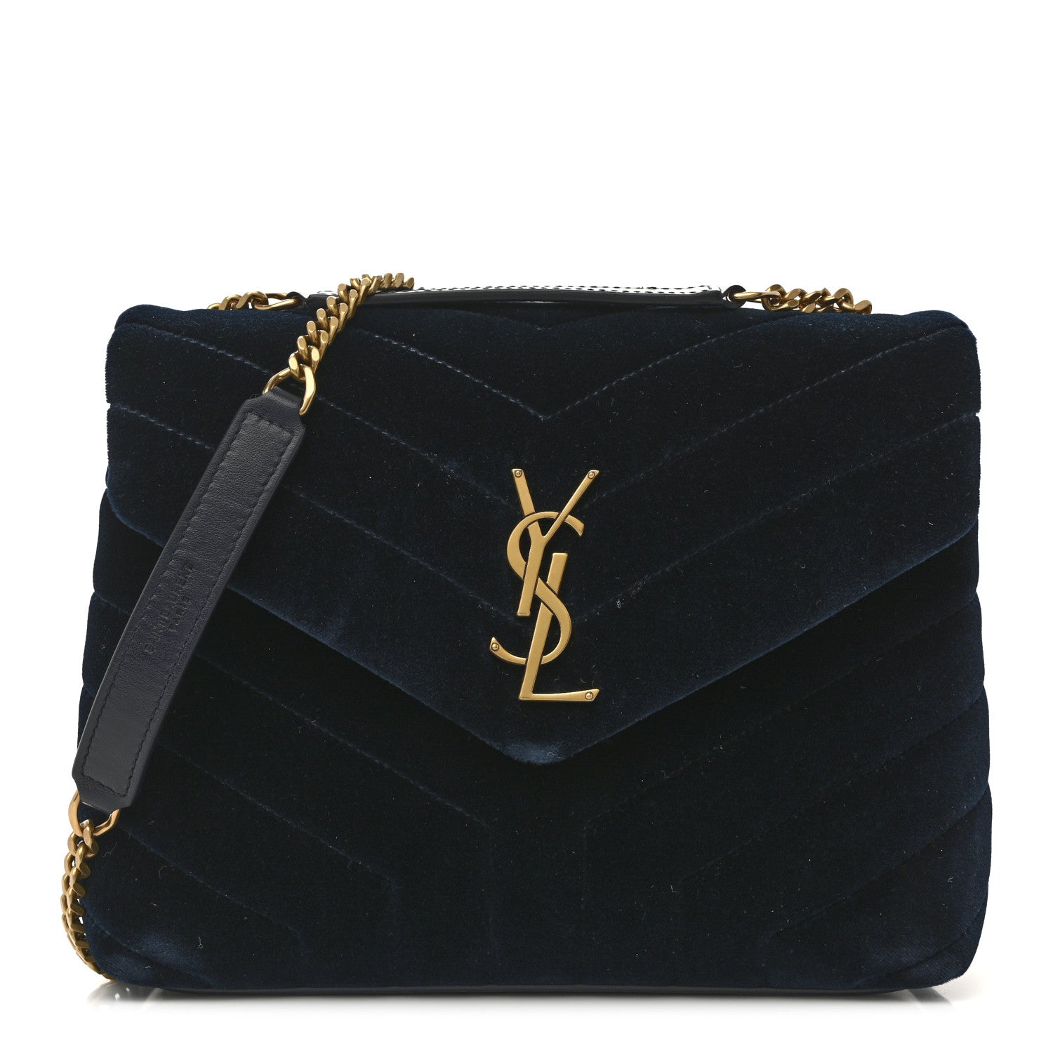 Saint Laurent Velvet Y Quilted Monogram Small Loulou Chain Satchel Medium Blue 1 of 15