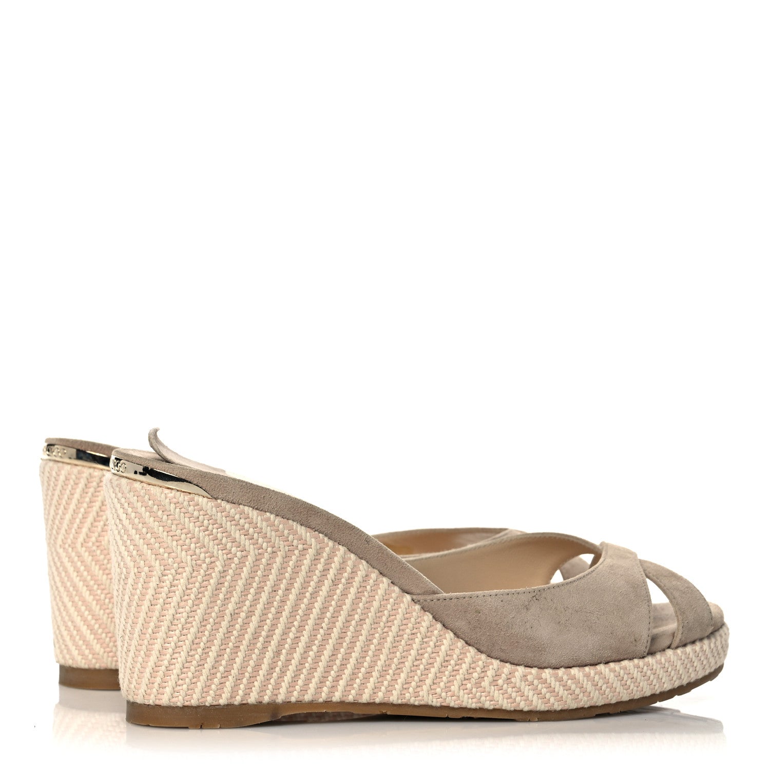 Jimmy Choo Suede Wedge Sandals 37.5 Pale Pink 4 of 8