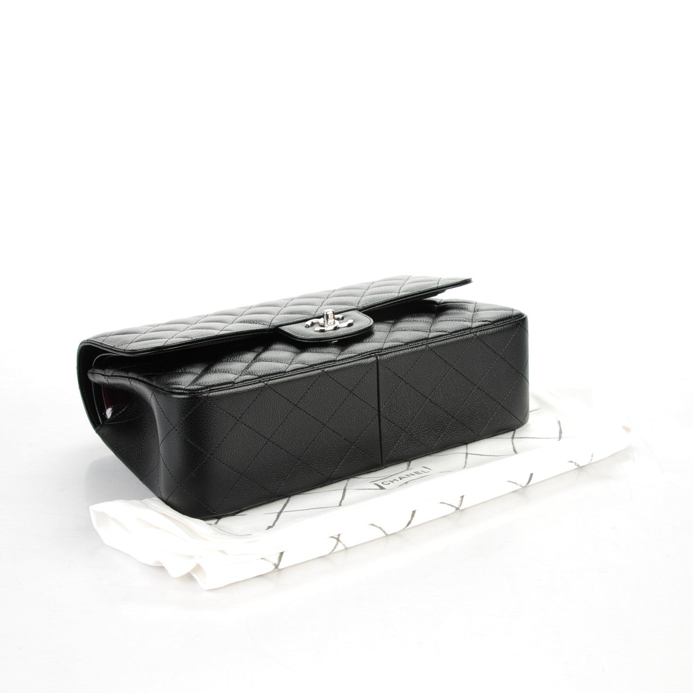 Caviar Quilted Jumbo Double Flap Black