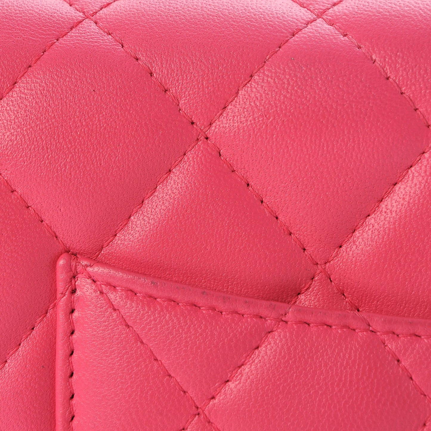 Lambskin Quilted Wallet On Chain WOC Pink